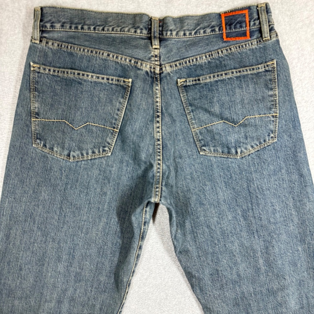 Hugo Boss HB1 Mens 34x34 Straight Leg Blue Denim Jeans Button Fly Orange Label - Picture 6 of 15